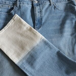 Crown & Ivy Light Blue and White Dip-Dye Jeans Size 14